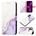 thumbnail image 1 of Allytech Moto G Pure 2022 Case Wallet, Stylish Marble Folding Kickstand Full Body Protection Shockproof Cards Pocket Wrist Strap Wallet Cover for Motorola Moto G Pure 2022 - White Purple, 1 of 7