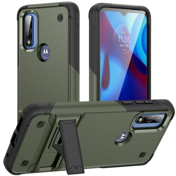 Allytech for Moto G Pure Rugged Case, Military Grade Shockproof Anti-Stain Heavy Duty Hybrid Case with Invisible Kickstand, Soft TPU + Hard PC Phone Case for Moto G Pure - Armygreen