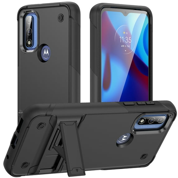 Allytech for Moto G Pure Rugged Case, Military Grade Shockproof Anti-Stain Heavy Duty Hybrid Case with Invisible Kickstand, Soft TPU + Hard PC Phone Case for Moto G Pure - Black