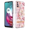 thumbnail image 1 of Allytech for Moto G30 Case with Ring Holder Stand, Slim Shell Floral Series Bumper Anti-Scratch Shockproof Lightweight Phone Case Cover for Motorola Moto G30, Pink Flower, 1 of 4