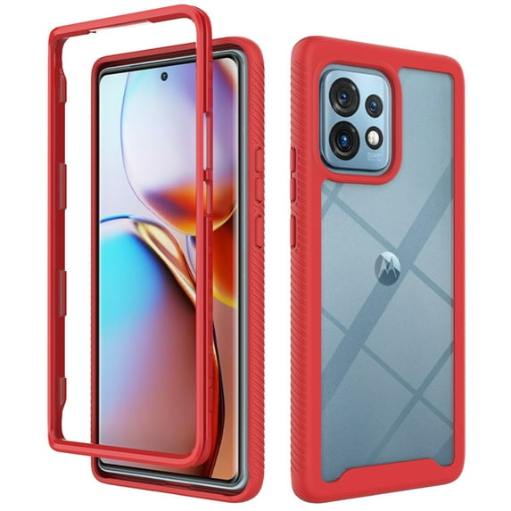 Allytech Motorola Edge+ (2023) Case Clear, Moto Edge Plus Case, Rugged Protective Shockproof Transparent Anti-Yellow Anti-Scratch Case Cover for Motorola Edge+ 2023 - Red