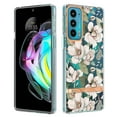 thumbnail image 1 of Allytech Motorola Moto Edge 20 Case Clear, Flower Series Crystal Clear Back Cover Flexible TPU Silicone Shockproof Drop Proof Anti-yellow Protection Case Cover for Moto Edge 20, White Flower, 1 of 5