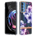 thumbnail image 1 of Allytech Motorola Moto Edge 20 Pro Case Clear, Flower Series Crystal Clear Back Cover Flexible TPU Silicone Shockproof Drop Proof Anti-yellow Protection Case Cover for Moto Edge 20 Pro, Purple Flower, 1 of 5