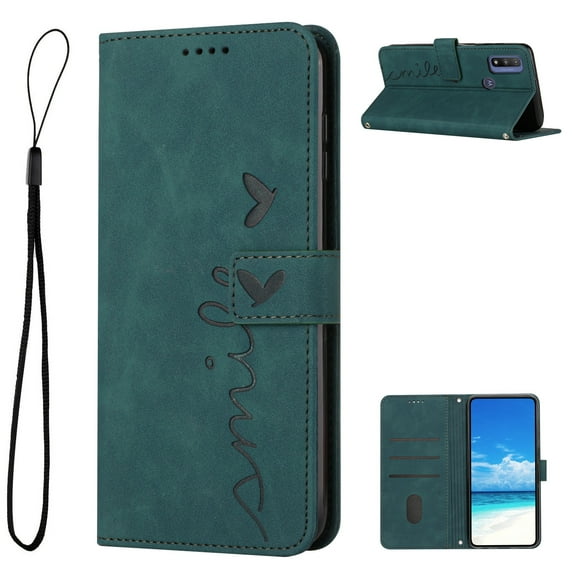 Allytech Motorola Moto G Pure Wallet Case, PU Leather Wallet Flip Protective Phone Case Wrist Strap Card Slots Holder Kickstand Case for Moto G Pure 2021 6.5", Green