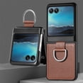 thumbnail image 1 of Allytech Motorola Razr 40 Ultra Case with Ring Holder, Slim Fit Shell Vintage PU Leather Back Cover Anti-Scratch Shock Resistant Phone Case for Motorola Razr 40 Ultra - Brown, 1 of 13