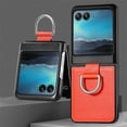 thumbnail image 1 of Allytech Motorola Razr 40 Ultra Case with Ring Holder, Slim Fit Shell Vintage PU Leather Back Cover Anti-Scratch Shock Resistant Phone Case for Motorola Razr 40 Ultra - Orange, 1 of 13