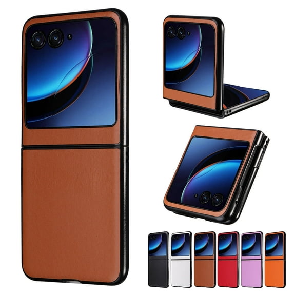 Allytech Motorola Razr 40 Ultra Slim Case, Vintage PU Leather Lightweight Anti-Scratch Shockproof Protective Phone Case Cover for Motorola Razr 40 Ultra - Brown