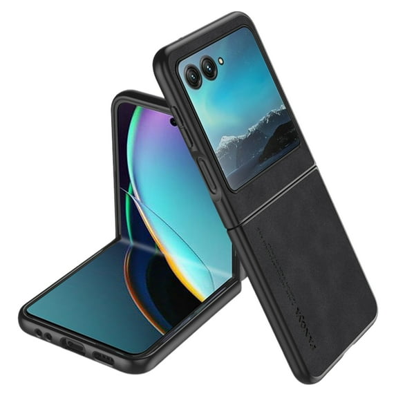 Allytech Motorola Razr 40 ultra Case, Slim Lightweight Luxury PU Leather Skin-Friendly Case, Shockproof Dustproof Anti-Fingerprint Screen Lens Protection Cover for Motorola Razr 40 ultra - Black