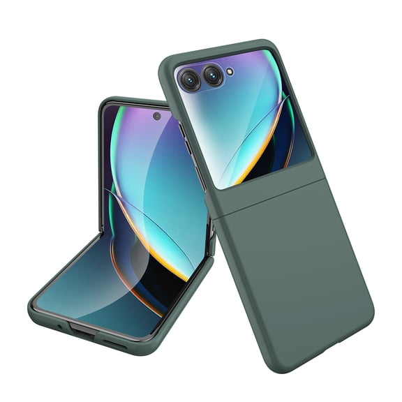 Allytech Motorola Razr+ Plus 2024 Case with Camera Lens Tempered Glass Protector, Slim Fit Skin-Friendly Lightweight Shockproof Anti-Scratch Case for Motorola Razr+ Plus 2024 - Green