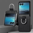 thumbnail image 1 of Allytech Motorola Razr Ultra 2025 Case with Ring Holder, Slim Fit Shell Vintage PU Leather Back Cover Anti-Scratch Shock Resistant Phone Case for Motorola Razr 60 Ultra/Razr Ultra 2025 - Black, 1 of 13