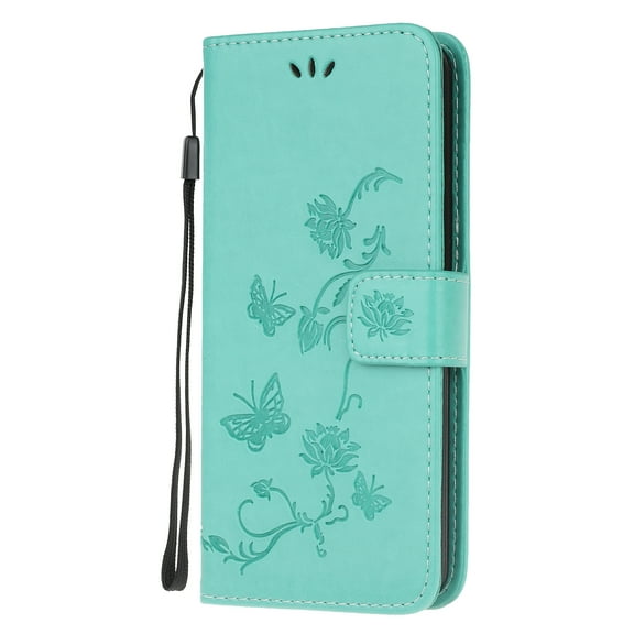 Allytech Note 20 Case, Galaxy Note 20 Cover, PU Leather Folding Stand Butterfly Embossed Credit Cards Slots Magnetic Closure Shockproof Anti-scratch TPU Back Cover for Samsung Galaxy Note 20, Green