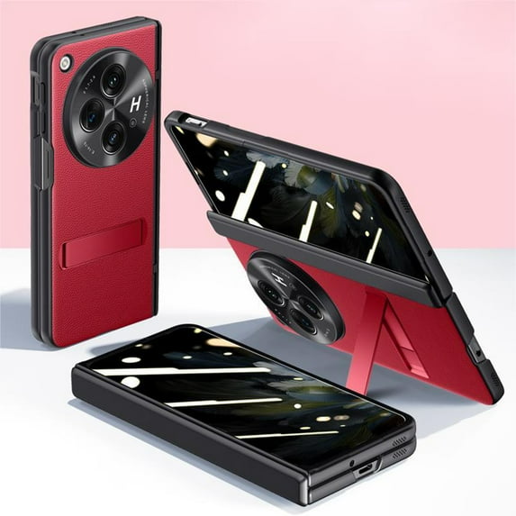 Allytech for OnePlus Open Case 5G 2023, Built-in Privacy Screen Protector & Hidden Kickstand & Hinge Protection All-Inclusive Anti-peep Protective Case for One Plus Open 5G 7.8" 2023, Red