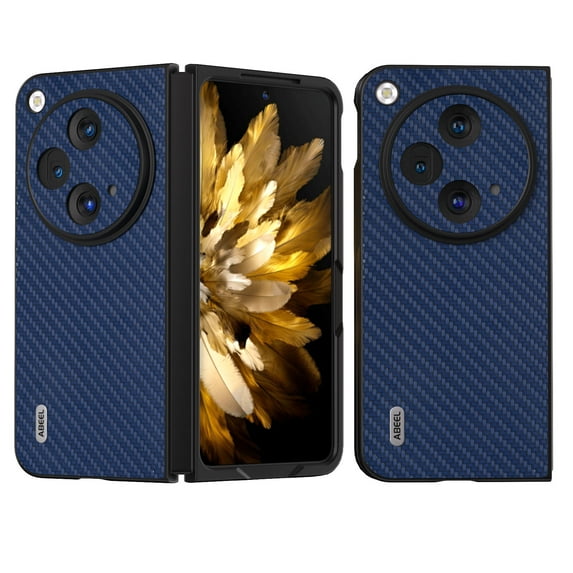 Allytech for OnePlus Open/Oppo Find N3 Phone Case, Carbon Fiber Pattern PU Leather Case for Women Men, Anti-Drop Protective Ultra Slim Fold Cover Case Compatible with OnePlus Open - Deep Blue