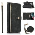 thumbnail image 1 of Allytech PU Leather Case for Samsung Galaxy S22 Ultra 5G 2022, Removable Adjustable Crossbody Shoulder Strap [9 Card Holders] Lanyard Purse Stand Wallet Cover for Samusng S22 Ultra 6.8 inch, Black, 1 of 5