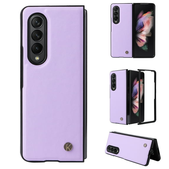 Allytech PU Leather Case for Samsung Galaxy Z Fold 3 2021 (5G), Ultra Thin Anti-Drop Shockproof Protective Foldable Folio Case for Galaxy Z Fold3 7.6 inch, Purple