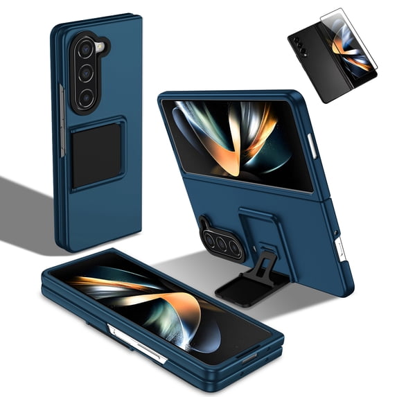 Allytech Phone Case for Samsung Galaxy Z Fold 5 with Front Screen Protector, Kickstand Shockproof Anti-Scratch Back Cover Case for Samsung Galaxy Z Fold5 5G 2023 - Darkblue