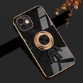 thumbnail image 1 of Allytech Phone Case for Apple iPhone 12 6.1 inch,6D Plating Astronaut Ring Stand Camera Protection Magnetic Car Holder Silicone Back Case Cover,Black, 1 of 9