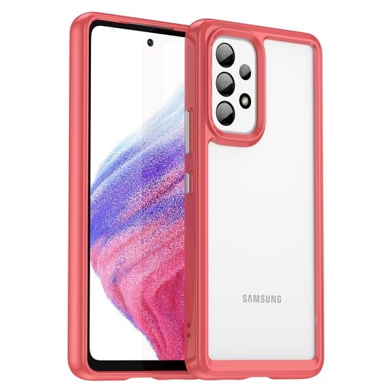 Allytech Phone Case for Samsung Galaxy A53 5G 6.5 inch,Anti-Slip Shockproof Soft TPU Bumper Acrylic Transparent Lightweight Slim Protective Cover,Red