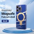 thumbnail image 1 of Allytech Plated Case for iPhone 14 Pro Max Compatible with MagSafe, Magnetic Ring Kickstand Slim Lightweight Cover with Lens Protector, Luxury Soft TPU Shockproof Case for Women Men - Blue, 1 of 9