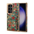 thumbnail image 1 of Allytech Plating Case for Samsung Galaxy S23 Ultra with Back Credit Card Holder, Ultra Slim Stylish Flowers Pattern PU Leather Kickstand Shockproof Protective Soft Cover for Women Girls - Blue, 1 of 6