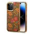 thumbnail image 1 of Allytech Plating Case for iPhone 14 Pro with Back Credit Card Holder, Ultra Slim Stylish Flowers Pattern PU Leather Kickstand Shockproof Protective Soft Cover for Women Girls - Green, 1 of 10
