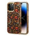 thumbnail image 1 of Allytech Plating Case for iPhone 14 Pro Max with Back Credit Card Holder, Ultra Slim Stylish Flowers Pattern PU Leather Kickstand Shockproof Protective Soft Cover for Women Girls - Black, 1 of 10