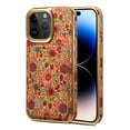 thumbnail image 1 of Allytech Plating Case for iPhone 15 Pro Max with Back Credit Card Holder, Ultra Slim Stylish Flowers Pattern PU Leather Kickstand Shockproof Protective Soft Cover for Women Girls - Purple, 1 of 10