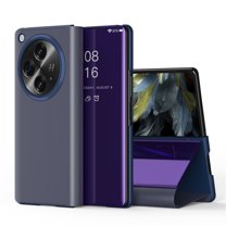 Allytech Plating Mirror Flip Case for OnePlus Open / Oppo Find N3 2023, Luxury PU Leather & Hard PC Slim Lightweight Cover with Kickstand, Comfortable Grip Shockproof Full Protective Case, Purple