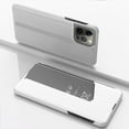 thumbnail image 1 of Allytech Plating Mirror Flip Case for iPhone 15 Pro Max, Luxury PU Leather & Hard PC Slim Lightweight Cover with Kickstand, Comfortable Grip Shockproof Full Protective Case, Silver, 1 of 8