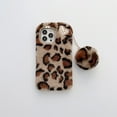 thumbnail image 1 of Allytech Plush Case for iPhone 13 Mini 5.4" 2021 Released, Leopard Printed Fashion Luxury Cute Fuzzy Furry Warm Plush Fluffy Fur Soft TPU Back Shock Absorption Case for iPhone 13 Mini, Brown, 1 of 5
