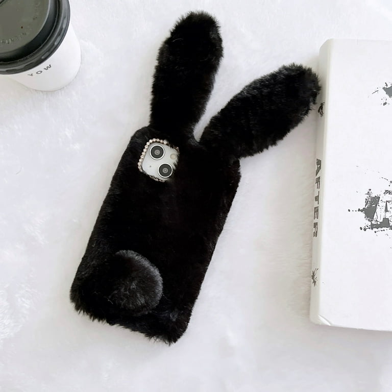 Allytech Rabbit Faux Furry Case Cover for Apple iPhone 15 Pro Max