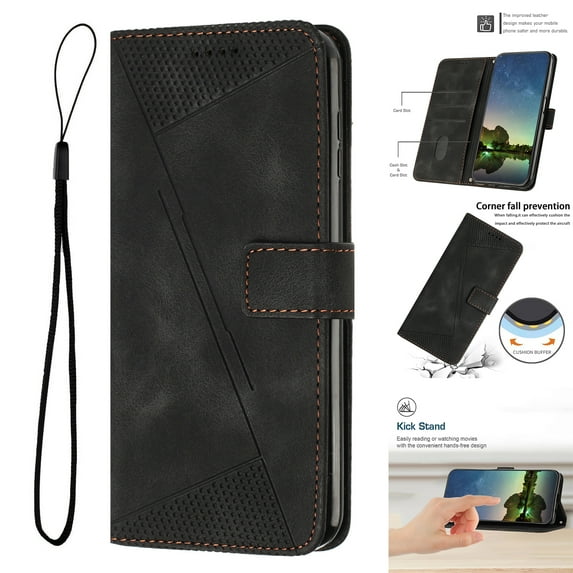 Allytech Retro Wallet Case for iPhone 16 Pro Max, Synthetic Leather Inner TPU Flip Folio Stand Hand Wrist Cards Holder Shockproof Wallet Cover for Apple iPhone 16 Pro Max - Black
