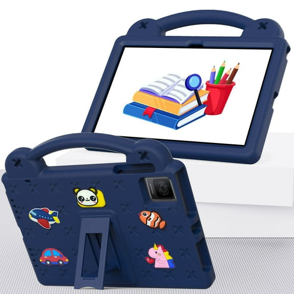 Allytech Revvl Tab 5G Tablet Case for Kids, DIY Figures EVA Children Friendly Shockproof Lightweight Handle Stand Tablet Case for T-Mobile Revvl Tab 5G 10.36" 2023, Navyblue