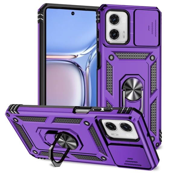 Allytech Rotatable Kickstand Case for Motorola Moto G Stylus 5G (2024) - Military Grade Drop Protection - Slide Camera Cover - Heat Dissipation - Anti-Scratch Case Support Magnetic Car Mount, Purple