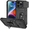 thumbnail image 1 of Allytech Rotatable Ring Holder Case for iPhone 16 Pro Max - Military Grade Drop Protection - Slide Camera Cover - Heat Dissipation - Anti-Scratch Stand Case Support Magnetic Car Mount, Black, 1 of 9