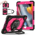 thumbnail image 1 of Allytech Rugged Case for Apple iPad 10.2" 9th 8th 7th Generation with Screen Protector Film, Rotating Stand Shockproof Shoulder Strap Back Cover Case for iPad 10.2" 2021/2020/2019, Black + Rose, 1 of 9