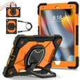 thumbnail image 1 of Allytech Rugged Case for Apple iPad 10.2" 9th 8th 7th Generation with Screen Protector Film, Rotating Stand Shockproof Shoulder Strap Back Cover Case for iPad 10.2" 2021/2020/2019, Black + Orange, 1 of 9