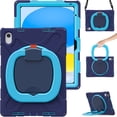 thumbnail image 1 of Allytech Rugged Case for Apple iPad 10th Gen 10.9" Model A2757 A2777 A2696, Hybrid 360 Rotating Stand Handle Shoulder Strap Kids Friendly Shockproof Case for Apple iPad 2022,Navy+Blue, 1 of 11