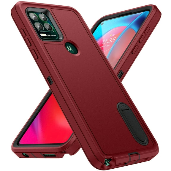 Allytech Rugged Case Compatible with Motorola Moto G (2025) with Hidden Kickstand, [Military Grade Drop Protection] Soft TPU Hard PC Bumper Non-Slip Shockproof Full Protective Case, Red+Black