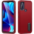 thumbnail image 1 of Allytech Rugged Case Compatible with Motorola Moto G Play (2023) with Hidden Kickstand, [Military Grade Drop Protection] Soft TPU Hard PC Bumper Non-Slip Shockproof Full Protective Case, Red+Black, 1 of 8
