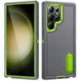 thumbnail image 1 of Allytech Rugged Case Compatible with Samsung Galaxy S22 Ultra with Hidden Kickstand, [Military Grade Drop Protection] Soft TPU Hard PC Bumper Non-Slip Shockproof Full Protective Case, Gray+Green, 1 of 8