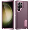 thumbnail image 1 of Allytech Rugged Case Compatible with Samsung Galaxy S22 Ultra with Hidden Kickstand, [Military Grade Drop Protection] Soft TPU Hard PC Bumper Non-Slip Shockproof Full Protective Case, Purple+Pink, 1 of 8