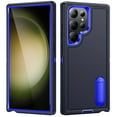thumbnail image 1 of Allytech Rugged Case Compatible with Samsung Galaxy S22 Ultra with Hidden Kickstand, [Military Grade Drop Protection] Soft TPU Hard PC Bumper Non-Slip Shockproof Full Protective Case, Blue+Navy, 1 of 8