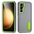 thumbnail image 1 of Allytech Rugged Case Compatible with Samsung Galaxy S23 FE with Hidden Kickstand, [Military Grade Drop Protection] Soft TPU Hard PC Bumper Non-Slip Shockproof Full Protective Case, Gray+Green, 1 of 8