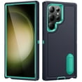 thumbnail image 1 of Allytech Rugged Case Compatible with Samsung Galaxy S23 Ultra with Hidden Kickstand, [Military Grade Drop Protection] Soft TPU Hard PC Bumper Non-Slip Shockproof Full Protective Case, Blue+Mint, 1 of 8