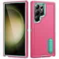 thumbnail image 1 of Allytech Rugged Case Compatible with Samsung Galaxy S24 Ultra with Hidden Kickstand, [Military Grade Drop Protection] Soft TPU Hard PC Bumper Non-Slip Shockproof Full Protective Case, Rose+Mint, 1 of 8