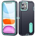 thumbnail image 1 of Allytech Rugged Case Compatible with iPhone 11 with Hidden Kickstand, [Military Grade Drop Protection] Soft TPU Hard PC Bumper Non-Slip Shockproof Full Protective Case, Blue+Mint, 1 of 8