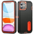 thumbnail image 1 of Allytech Rugged Case Compatible with iPhone 11 with Hidden Kickstand, [Military Grade Drop Protection] Soft TPU Hard PC Bumper Non-Slip Shockproof Full Protective Case, Black+Orange, 1 of 8