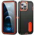 thumbnail image 1 of Allytech Rugged Case Compatible with iPhone 12 Pro / 12 6.1" with Hidden Kickstand, [Military Grade Drop Protection] Soft TPU Hard PC Bumper Non-Slip Shockproof Full Protective Case, Black+Orange, 1 of 8