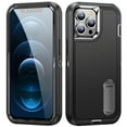 thumbnail image 1 of Allytech Rugged Case Compatible with iPhone 12 Pro / 12 6.1" with Hidden Kickstand, [Military Grade Drop Protection] Soft TPU Hard PC Bumper Non-Slip Shockproof Full Protective Case, Black, 1 of 8